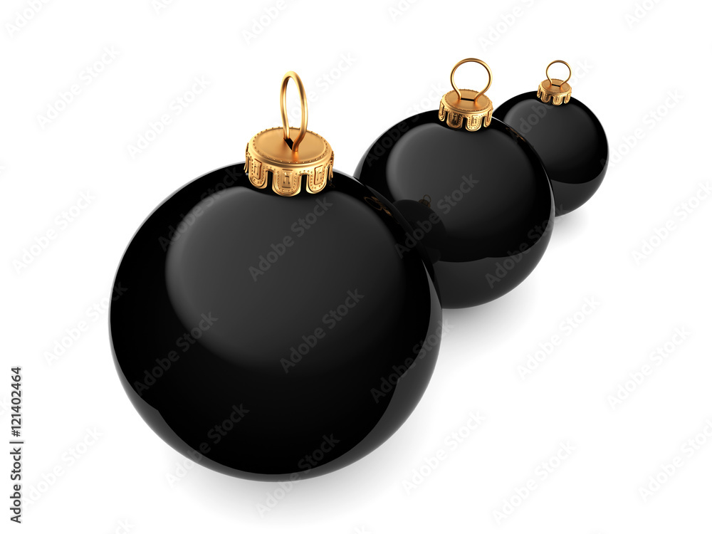 3D rendering Black Christmas ball 3D rendering Black Christmas ball