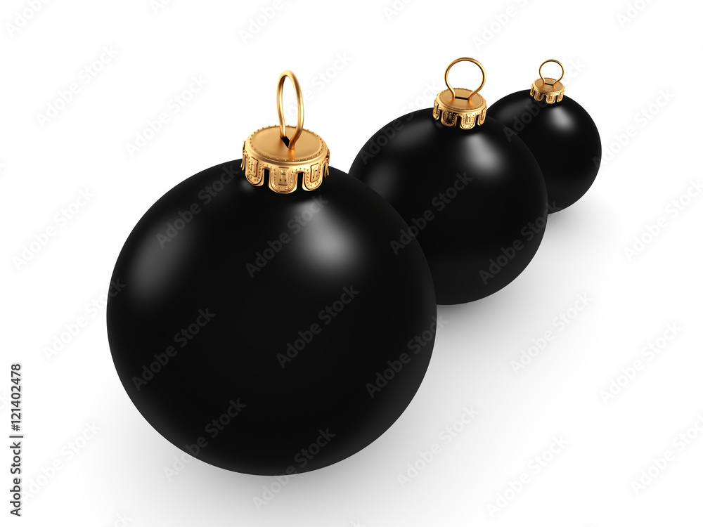 3D rendering Black Christmas ball 3D rendering Black Christmas ball