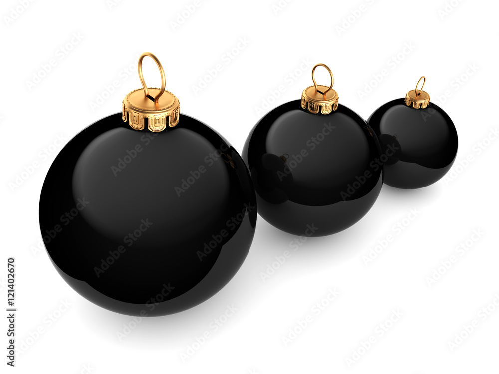3D rendering Black Christmas ball 3D rendering Black Christmas ball