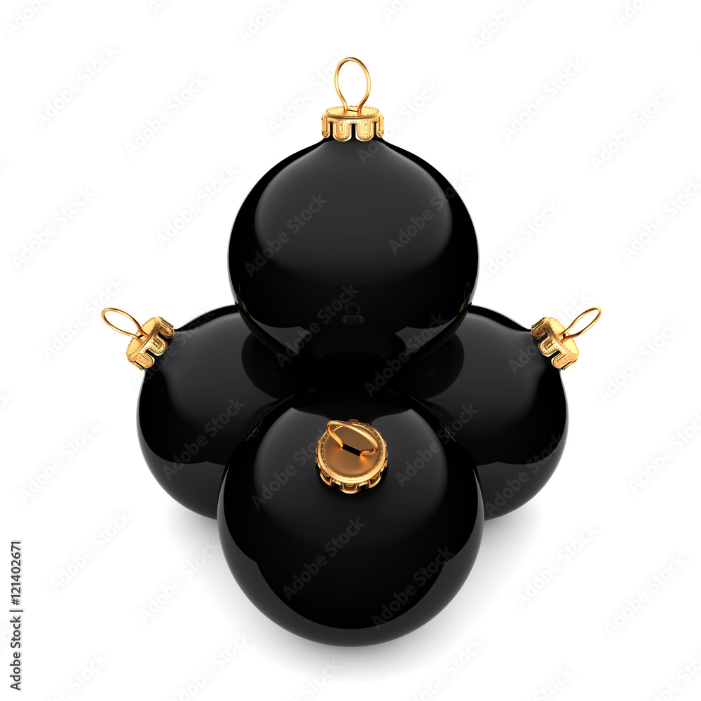 3D rendering Black Christmas ball 3D rendering Black Christmas ball