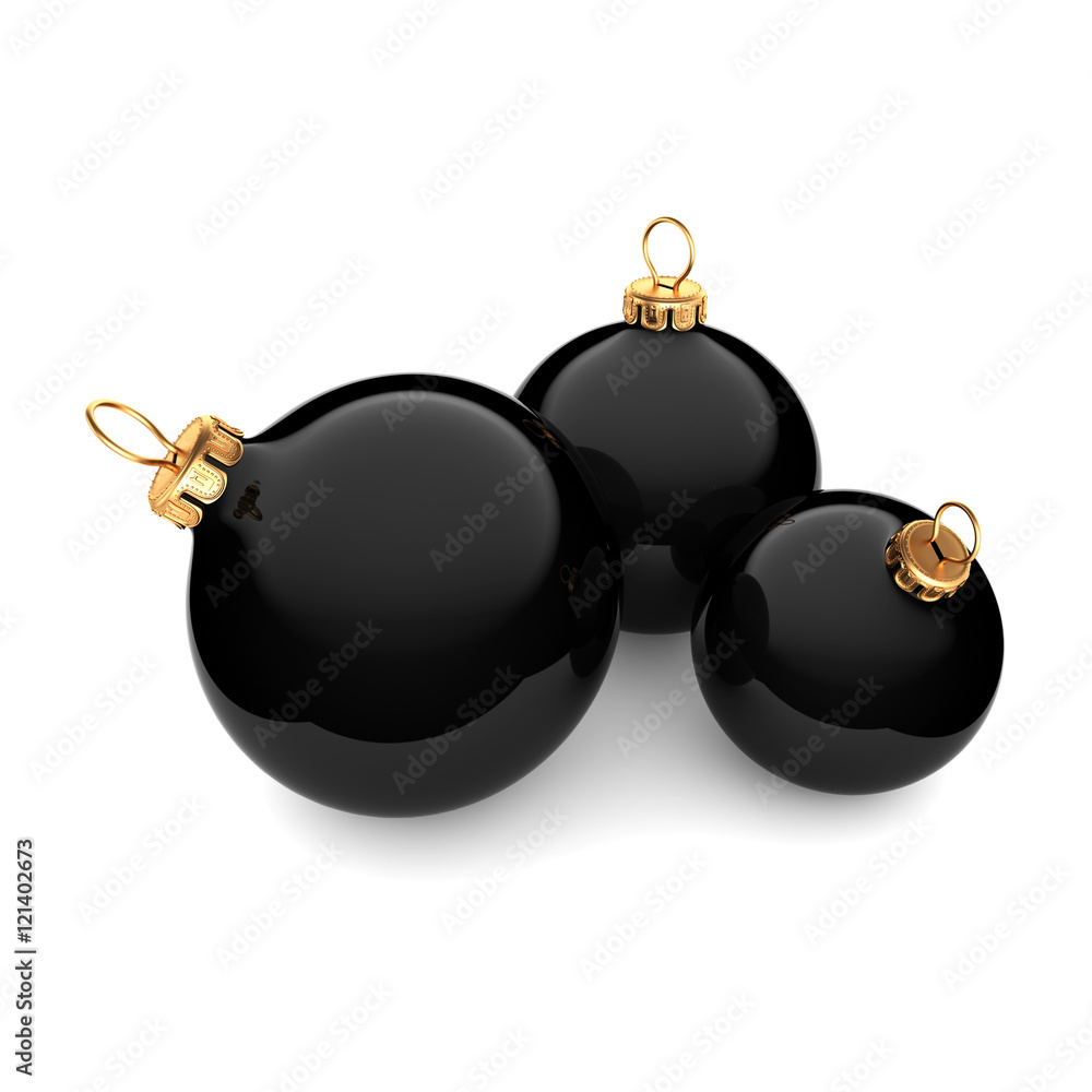 3D rendering Black Christmas ball 3D rendering Black Christmas ball
