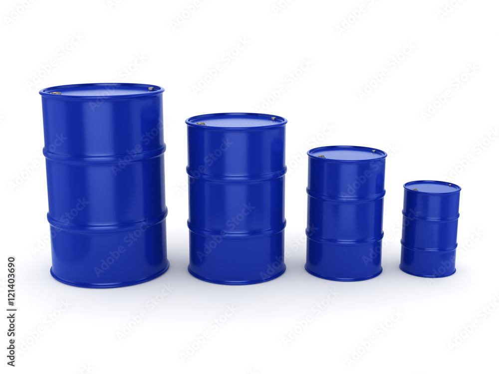 3D rendering blue barrels 3D rendering blue barrels