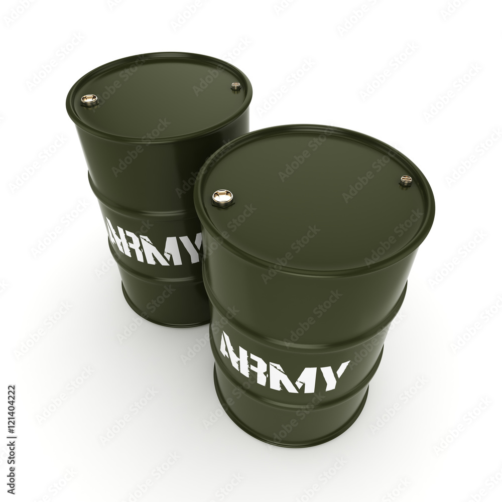 3D rendering army barrels 3D rendering army barrels