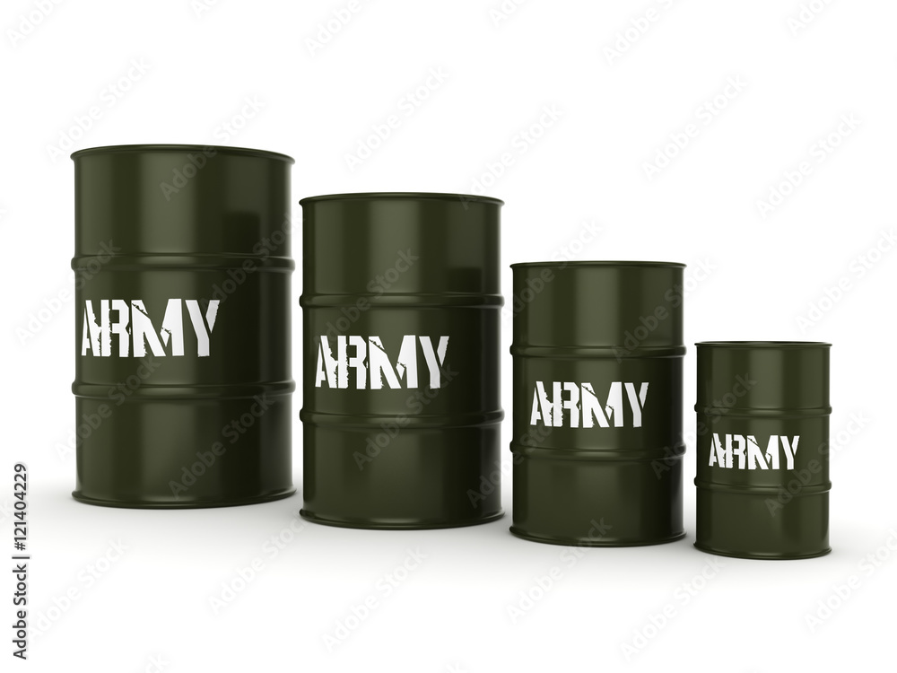 3D rendering army barrels 3D rendering army barrels
