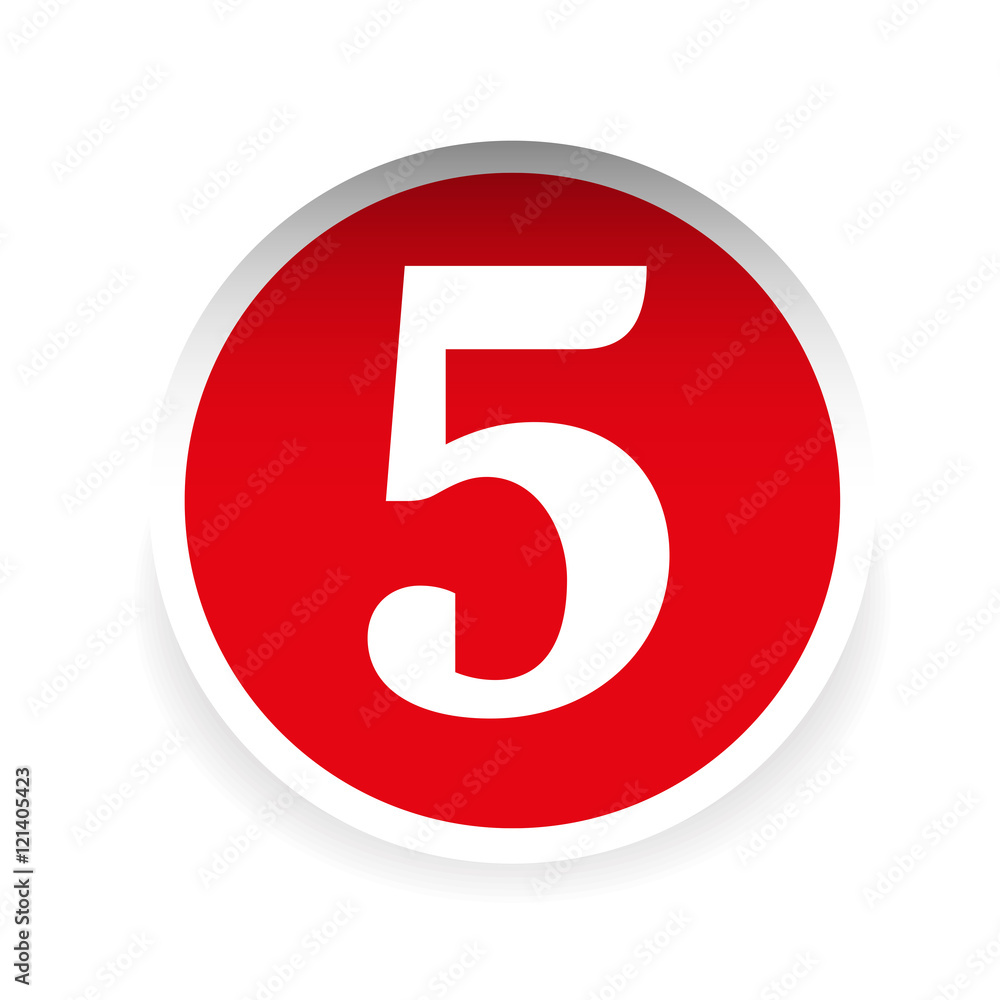 Number five red label vector Number five red label vector