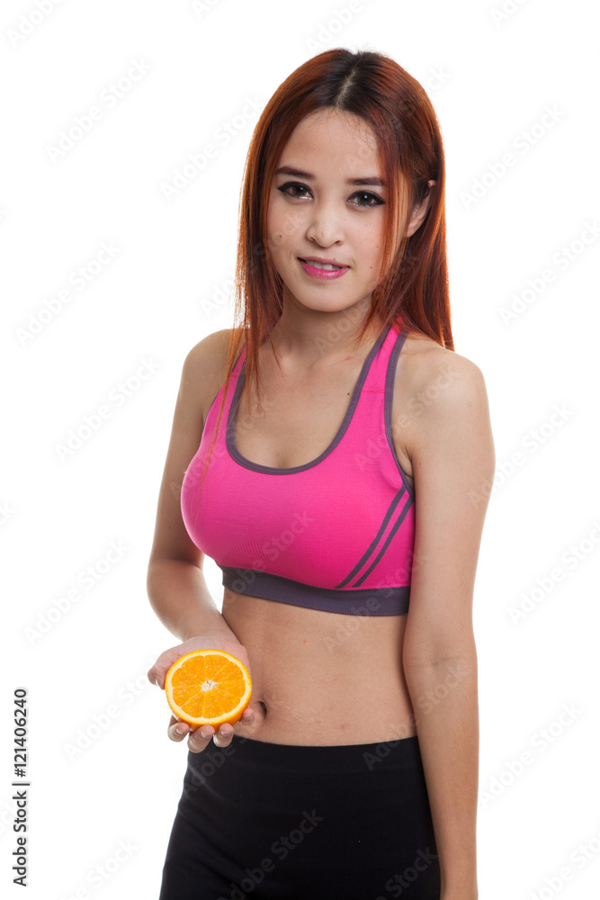 Beautiful Asian healthy girl with orange fruit. Beautiful Asian healthy girl with orange fruit.