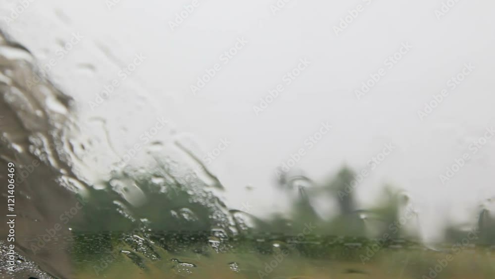 A Lightning at a Background.Rain on Glass A Lightning at a Background.Rain on Glass