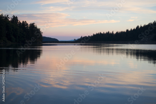 Pink Sunset Mirror Reflection Bellingham Bay  Washington