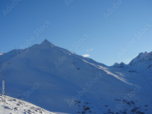 Winter snow covered mountain peaks in Europe. Great place for sports