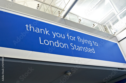 welcome sign Stansted Airport London