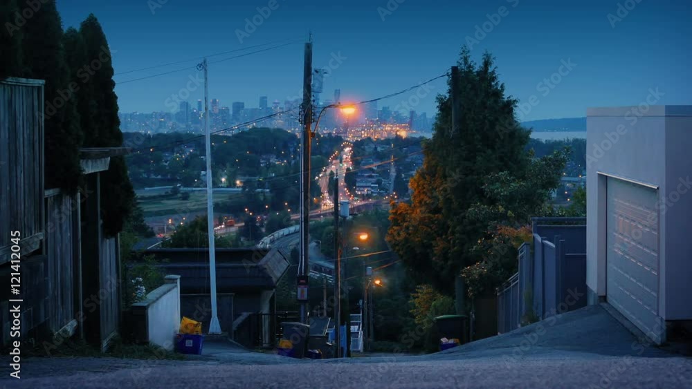 View From Hillside To City In The Evening View From Hillside To City In The Evening