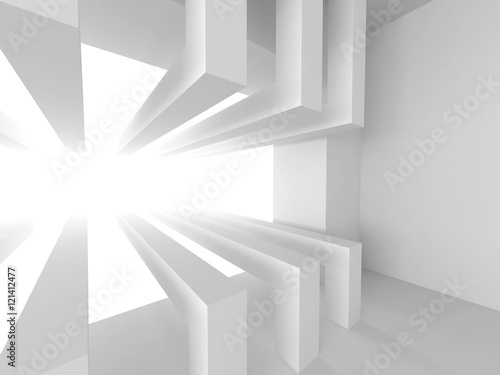 White Geometric Design. Abstract Architecture Background