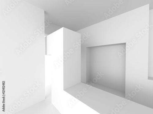 Fototapeta Naklejka Na Ścianę i Meble -  Abstract Interior Design. White Modern Architecture Background