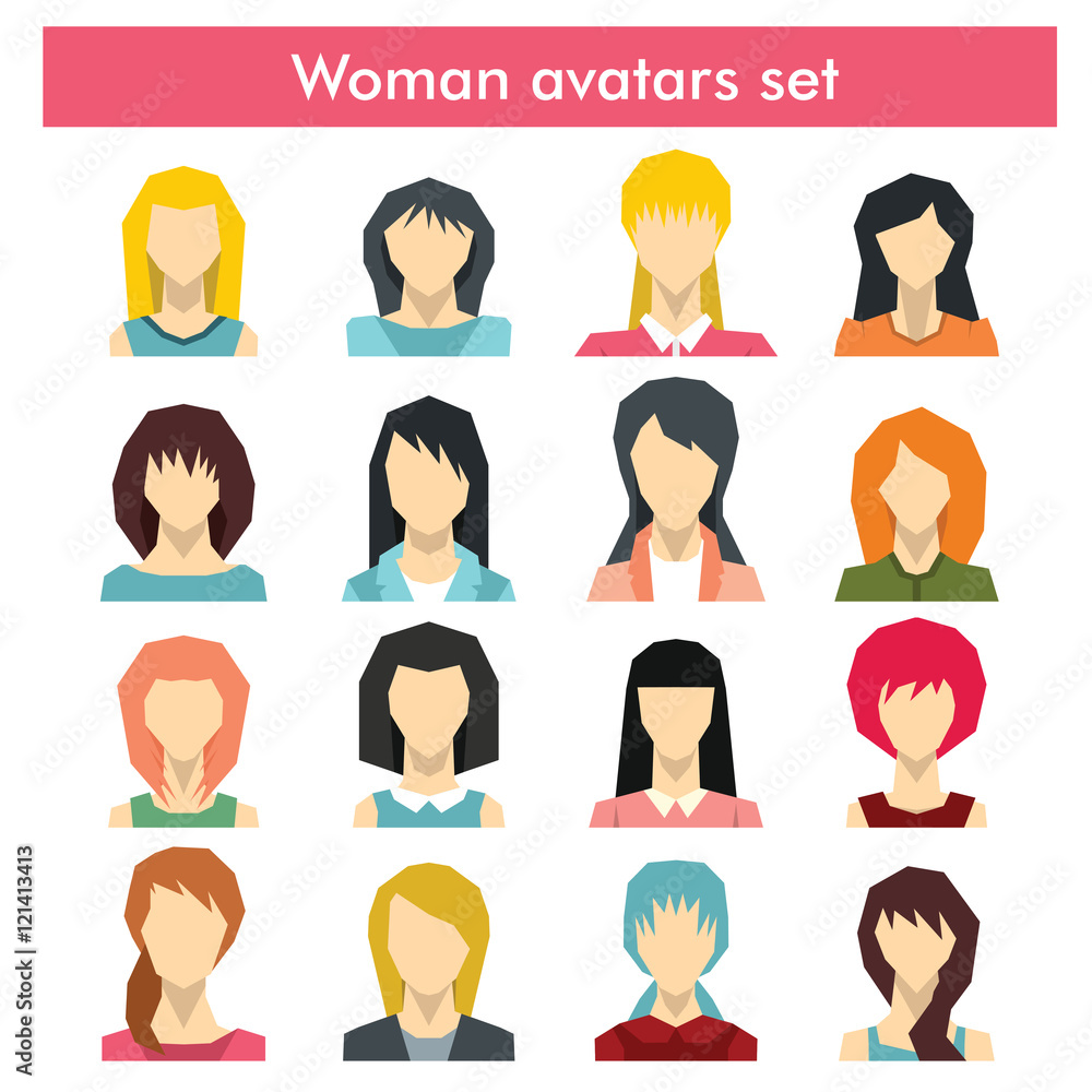 Woman avatars set in flat style Woman avatars set in flat style