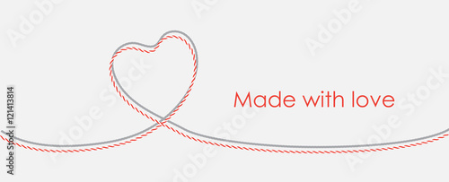 Card with twine lace heart and copy place, vector illustration EPS 10