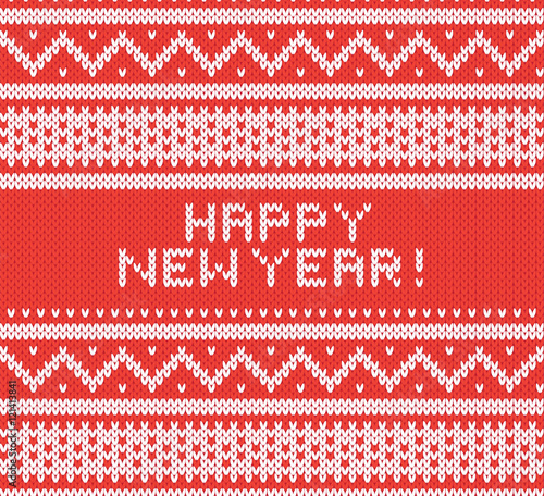 Knitted texture with nothern ornament. Vector background EPS 10. Happy New Year.