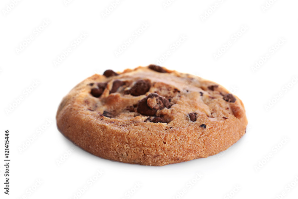 Fresh oat biscuit with chocolate isolated on white Fresh oat biscuit with chocolate isolated on white