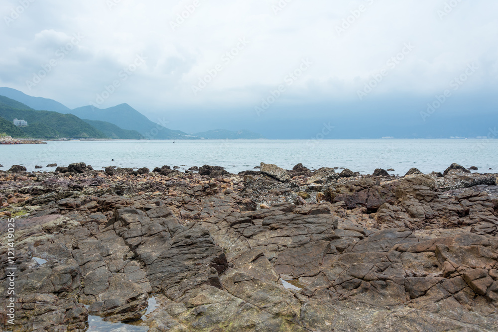 Rocky seashore and islands in Shenzhen bay, China. Rocky seashore and islands in Shenzhen bay, China.