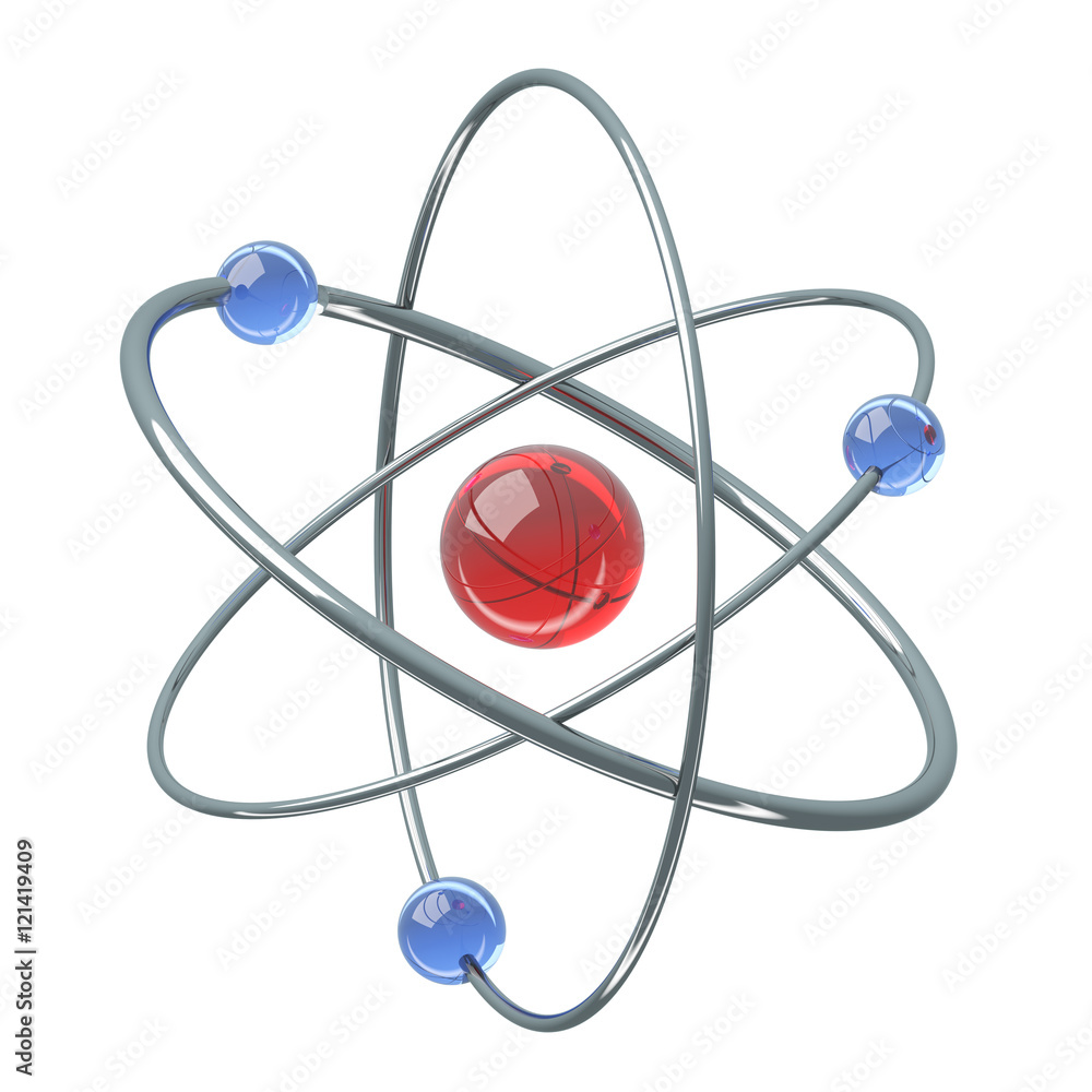 Orbital model of atom - physics 3D illustration Orbital model of atom - physics 3D illustration