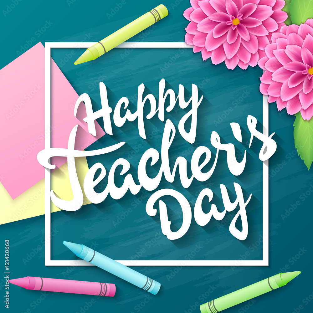 vector hand drawn teachers day lettering greetings label - happy ... Vector hand drawn teachers day lettering greetings label - happy ...