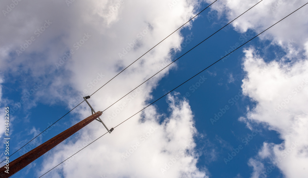 Wooden Electricity Pole and Lines from England Wooden Electricity Pole and Lines from England