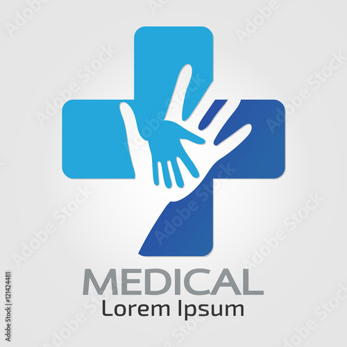 Medical logo Helping hands pharmacy sign symbol