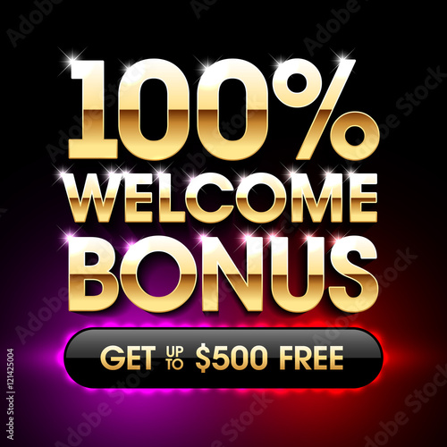 100% Welcome Bonus casino banner, first deposit bonus