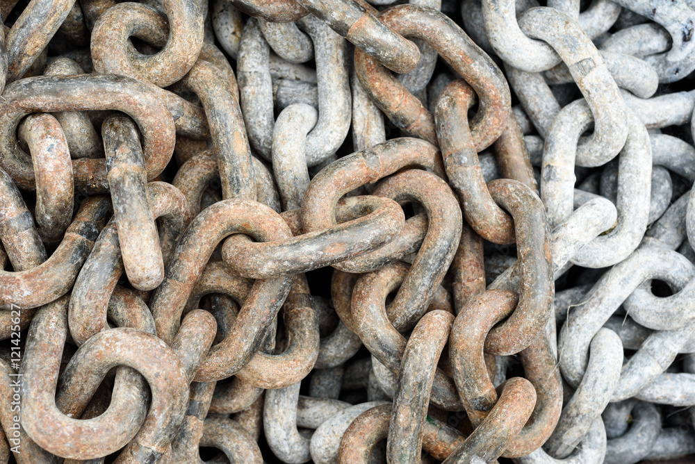 Pile of Used Chain in Copper and Iron Colors Pile of Used Chain in Copper and Iron Colors
