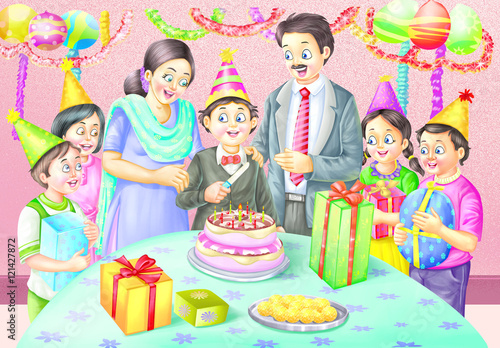 Family celebrating the birt...