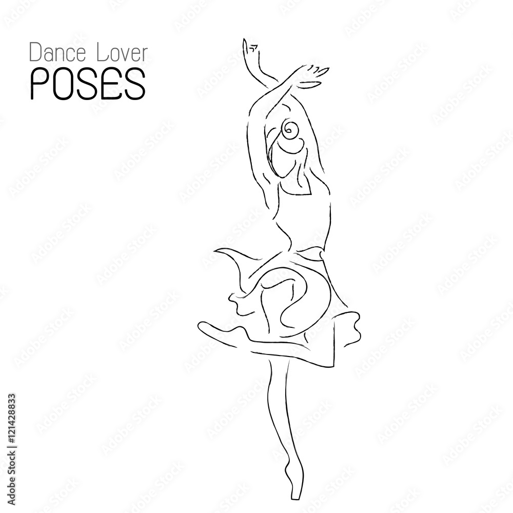 Abstract dancer line art; ballerina performance poses illustration. Stock  Illustration | Adobe Stock
