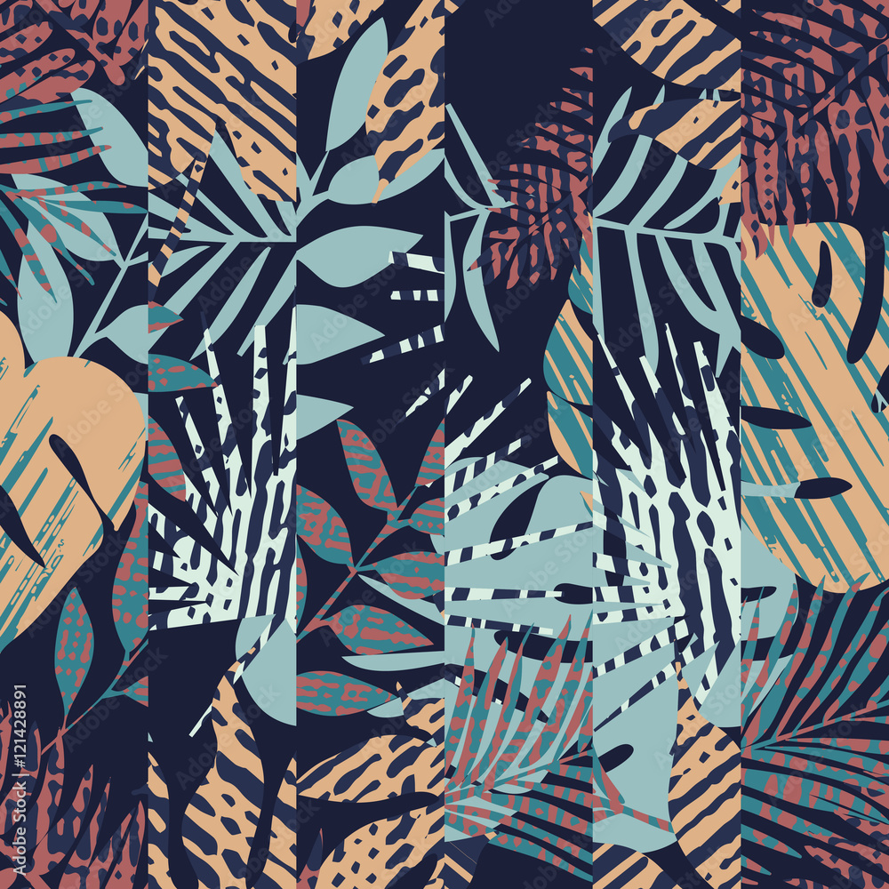 Fototapeta pattern with tropical leaves