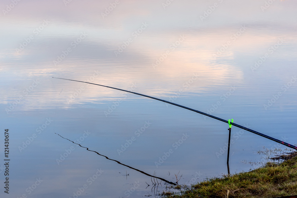 Fototapeta premium rod reflection cloud river fishing