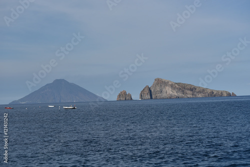 Stromboli and Basiluzzo islands view, Sicily, Italy