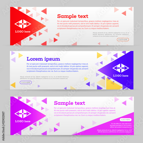 Abstract template banner with triangle pattern. Web banner with geometric shape background
