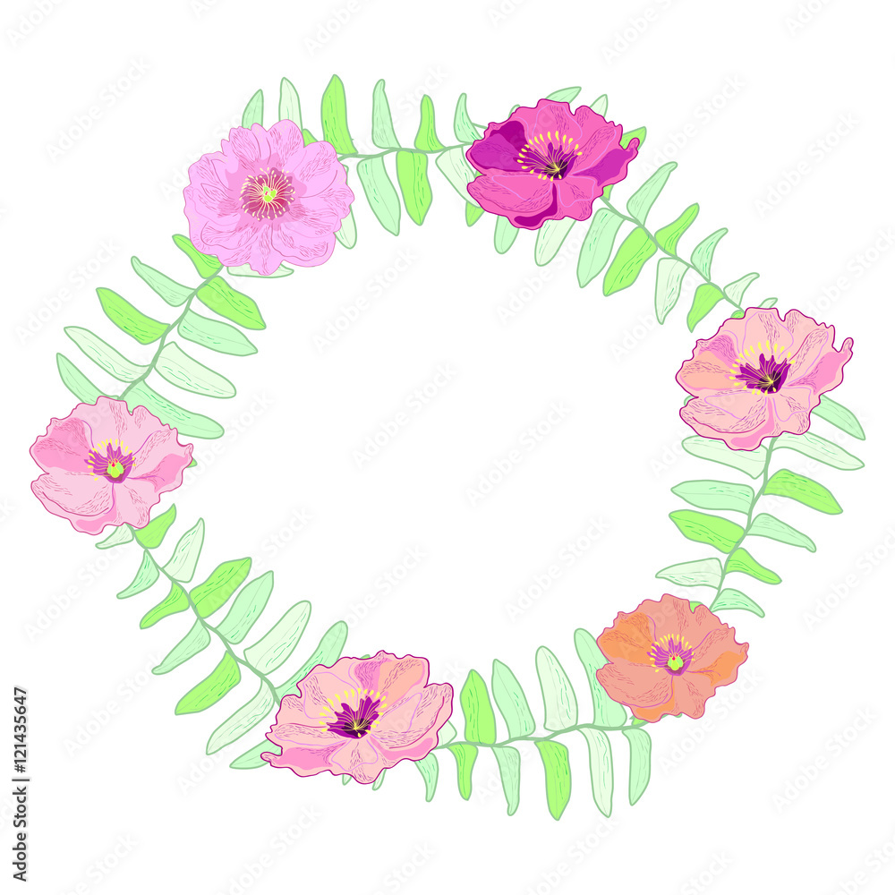 Flower frame with peonies. Background. Vector.
