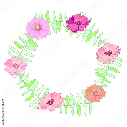 Flower frame with peonies. Background. Vector.