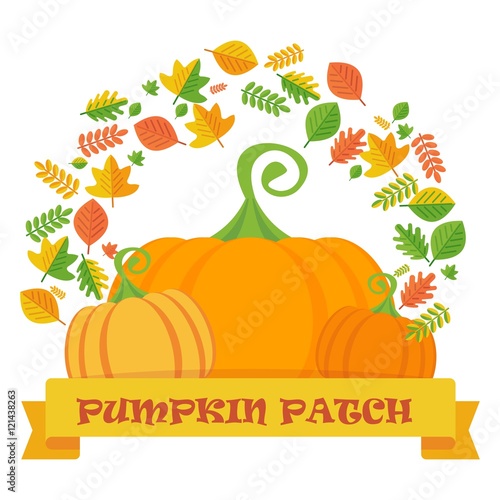 vector pumpkin patch leaves