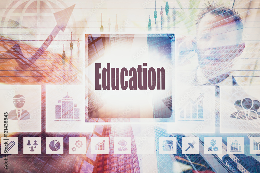 Business Education concept button on a coloured background Business Education concept button on a coloured background