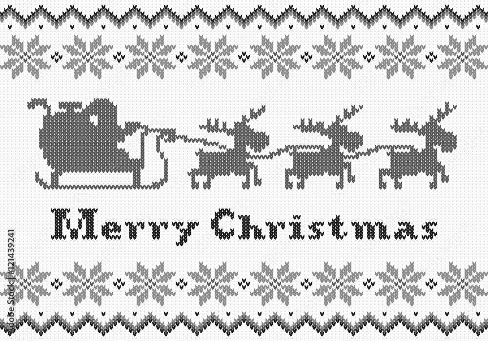 schwarz weiß gestrickte Weihnachtskarte