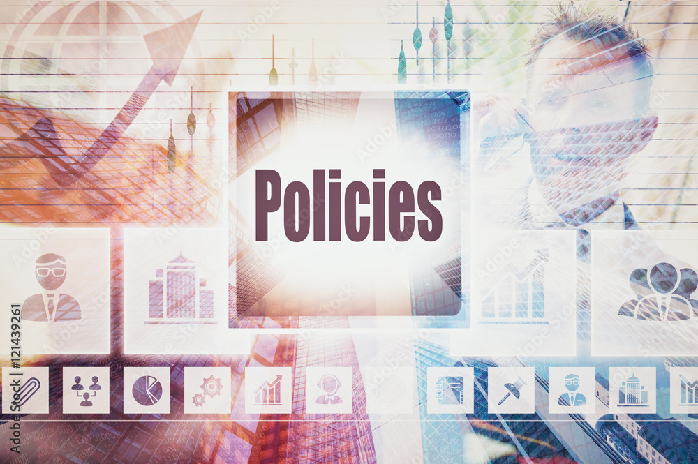 Business Policies concept button on a coloured background Business Policies concept button on a coloured background