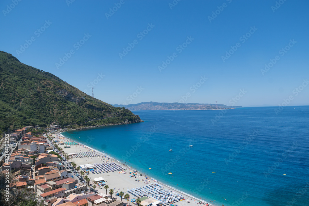 View on Scilla beach in Calabria, southern Italy