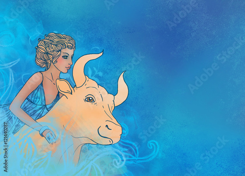 Illustration of taurus zodiac sign as a beautiful girl