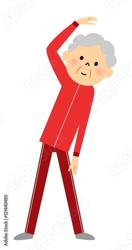 準備運動するシニア