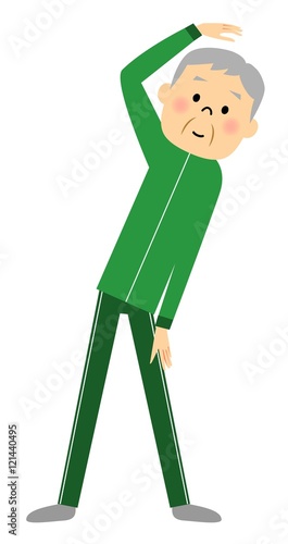 準備運動するシニア