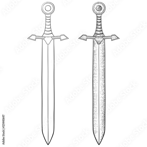 Sword. Hand drawn sketch