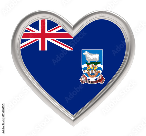 Falkland Islands flag in silver heart isolated on white background. 3D illustration. Free Download Falkland Islands flag in silver heart isolated on white background. 3D illustration. - GFXLoad