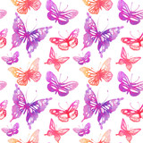 Amazing background with butterflies and flowers. seamless patter