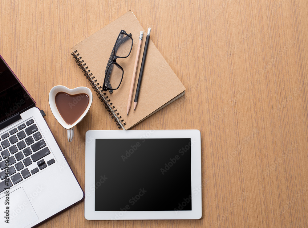  Laptop on a wooden Desktop.