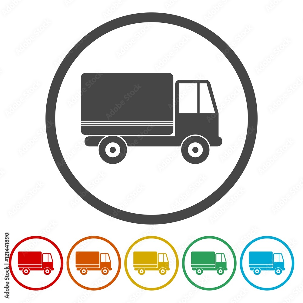 Shopping Trucks circle icons on white background. Vector illustration. Shopping Trucks circle icons on white background. Vector illustration.