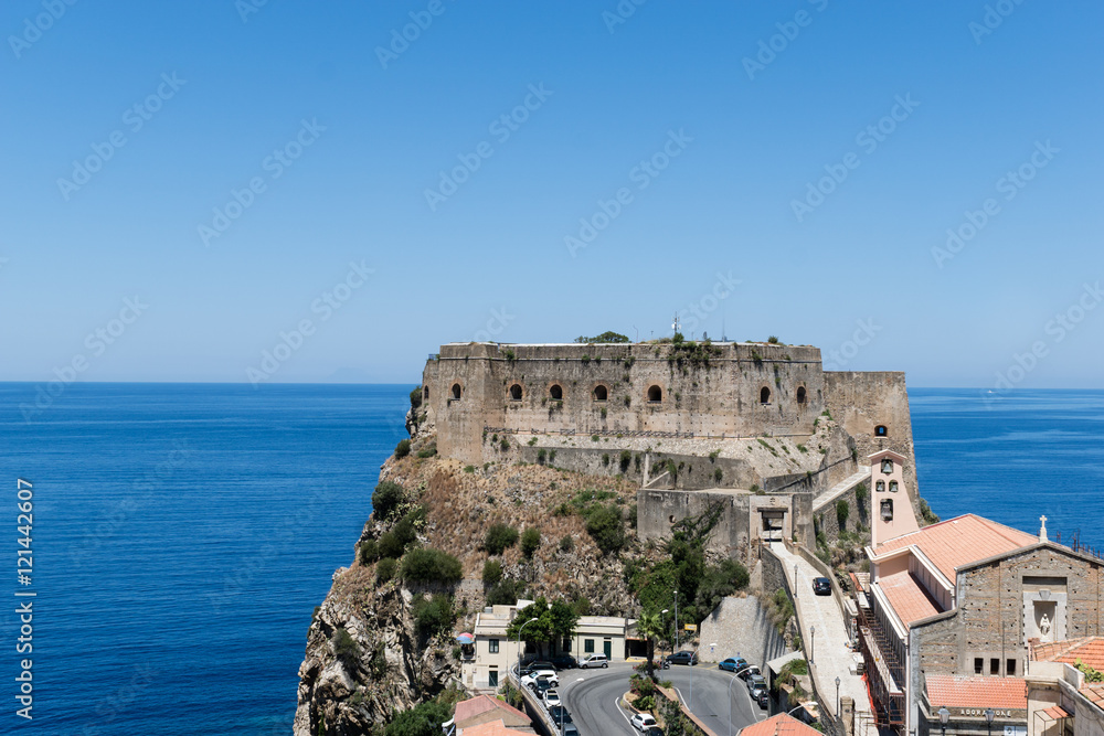 View over Scilla with Castello Ruffo, Calabria, Italy

